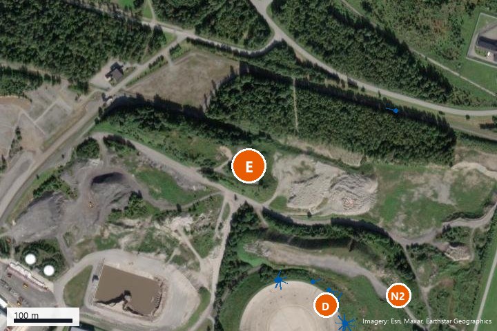 Map excerpt around E